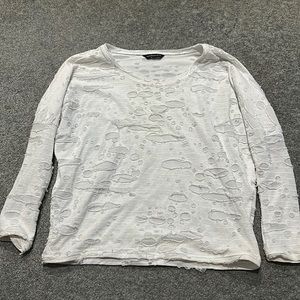 Rock and Republic white distressed long sleeve top